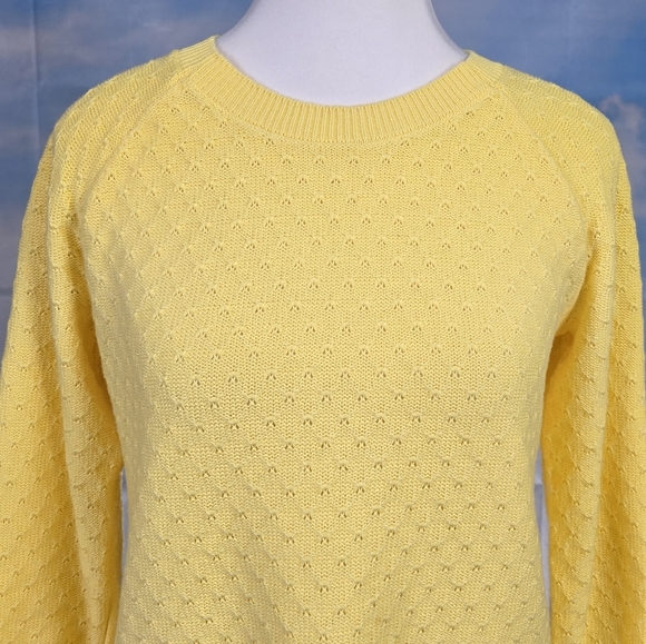 TALBOTS | 100% COTTON LIGHTWEIGHT PRETZEL KNIT CROPPED SLEEVE SWEATER - Picture 10 of 15